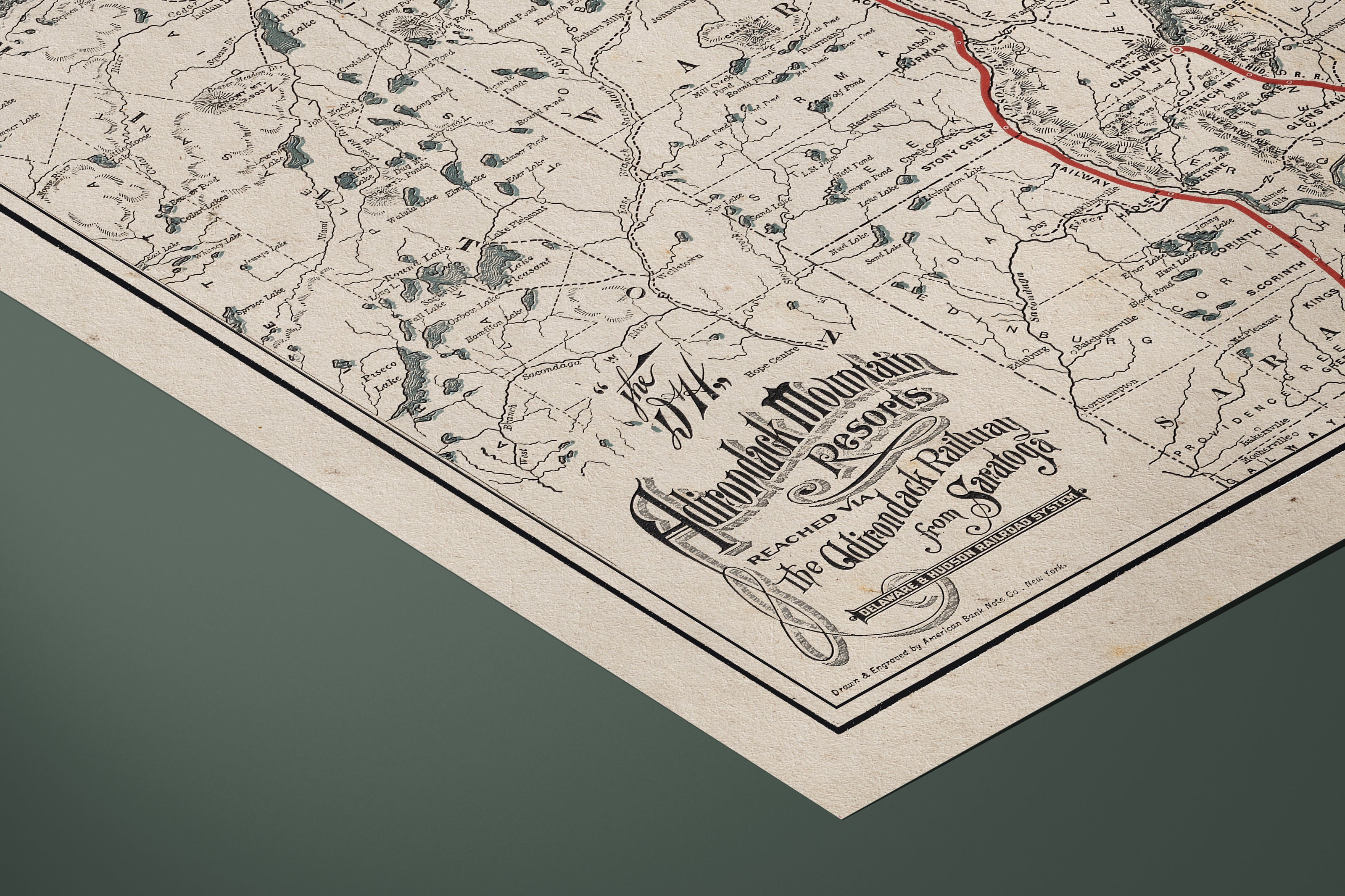 Vintage map on a green background.